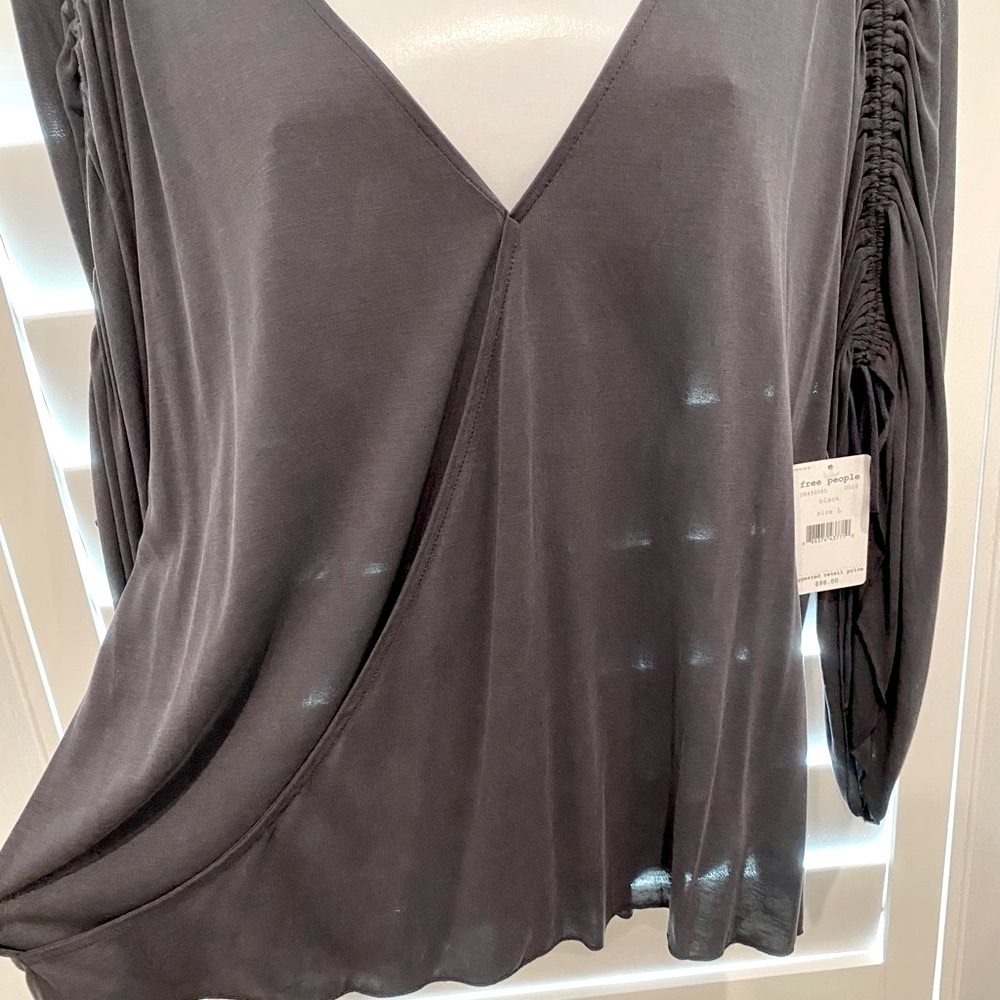 Free People Adjustable Ruched Sleeve Top NWT